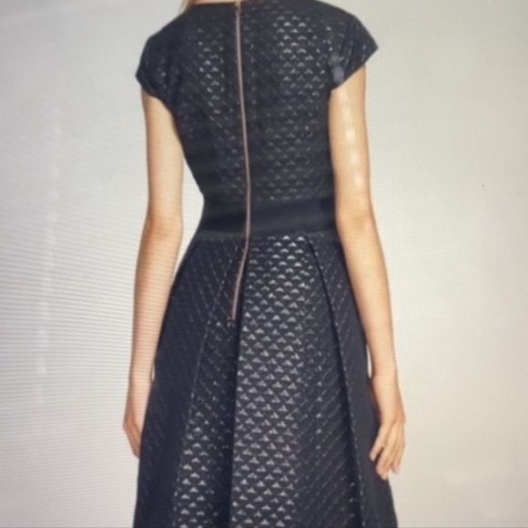 Ted Baker Carice Metallic Jacquard Capsleeve Mini Dress, Dark Navy, Size 2 TB - Picture 2 of 6